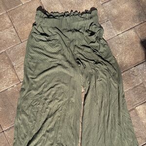 Olive green wide leg pants